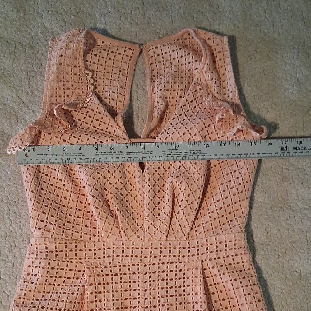 Anthropologie Adelyn Rae Peach Eyelet Romper Small - Picture 5 of 7